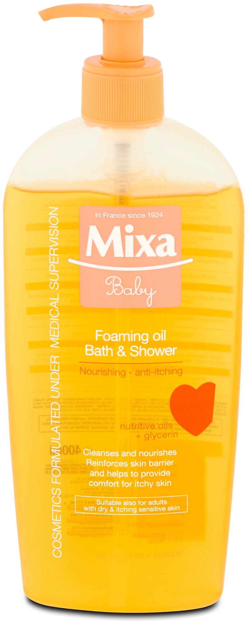 MIXA Baby penivý olej do kúpeľa 400 ml Detská pena do kúpeľa