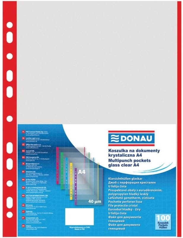 DONAU A4/40 mikrónov, matný s červeným prúžkom – balenie 100 ks...