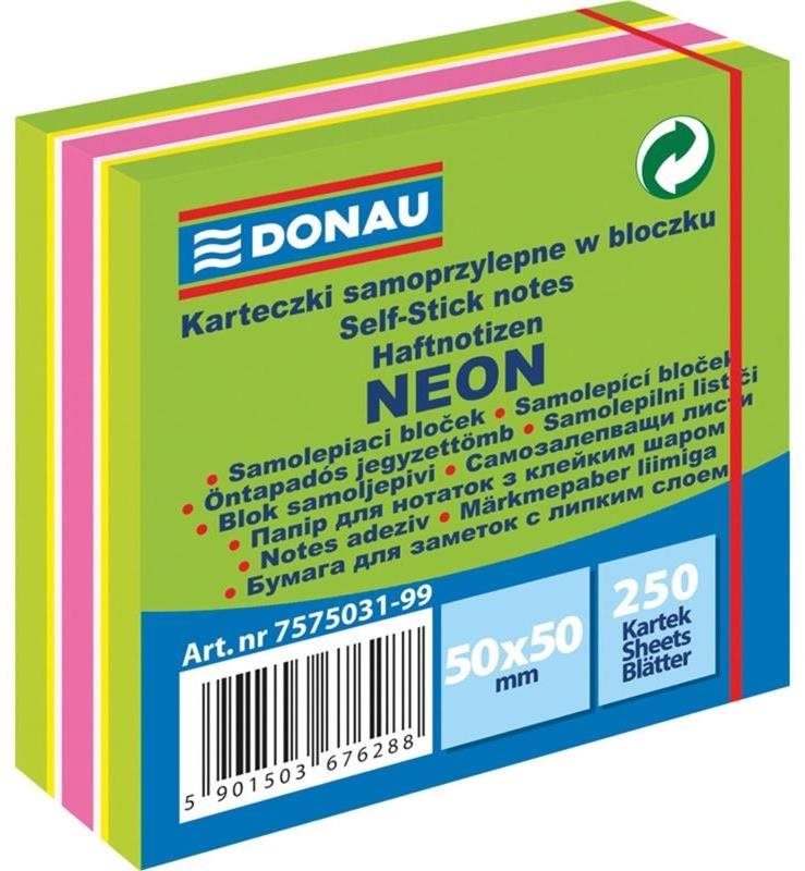 DONAU 50 x 50 mm, 250 lístků, mix barev č. 3 Samolepicí bloček