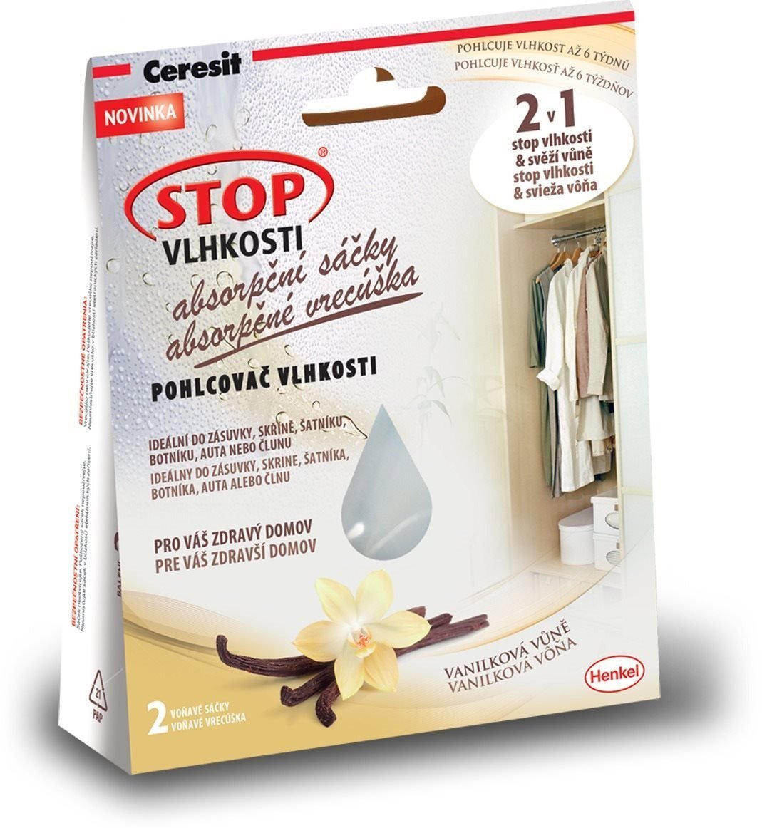 Stop Vlhkosti 2 v 1 – absorpčné vrecúška vanilka 2 × 50 g Pohlcovač...