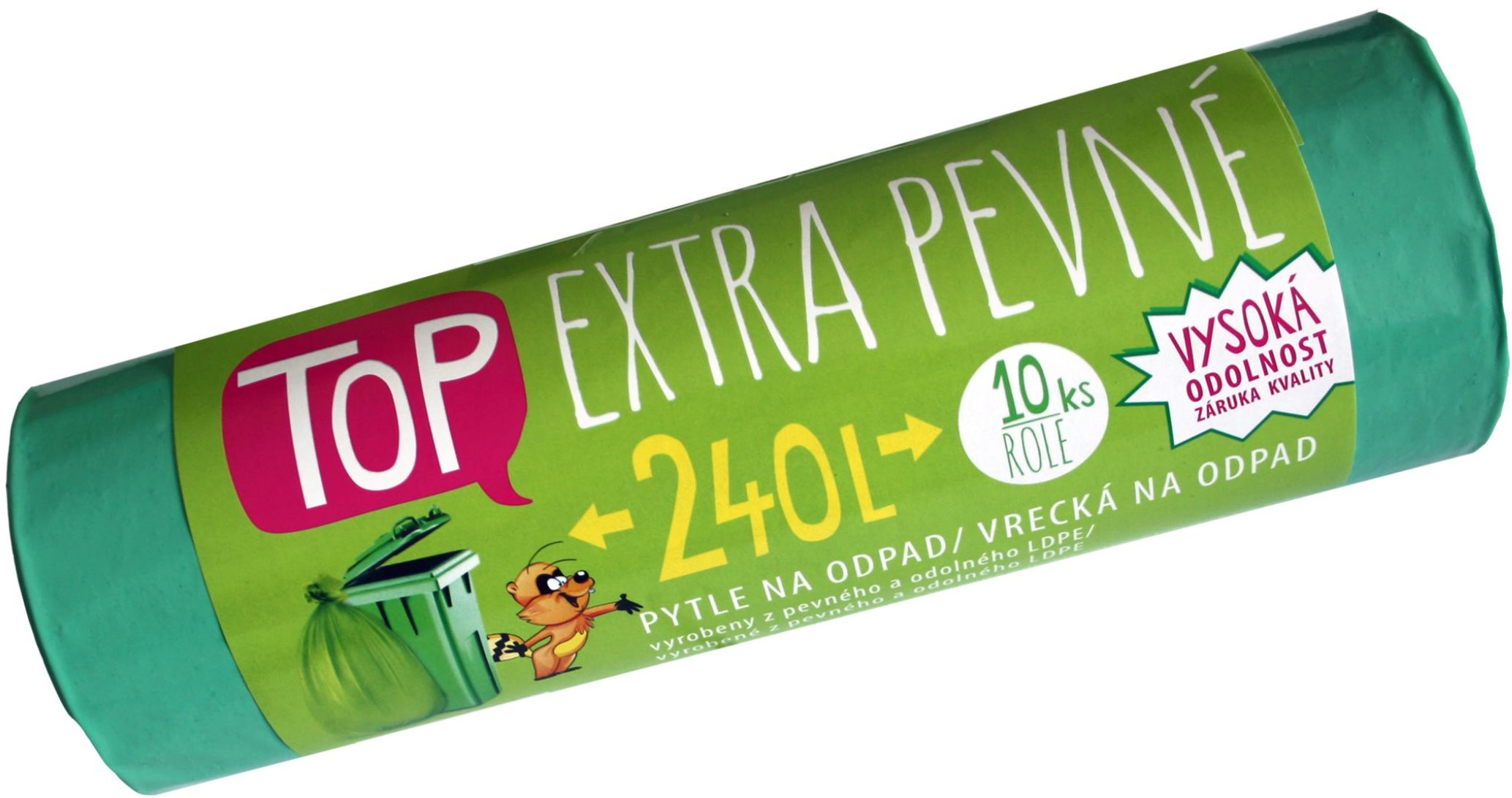 VIPOR LDPE Top Extra pevné 240 l, 10 ks, zelené Vrecia na odpad