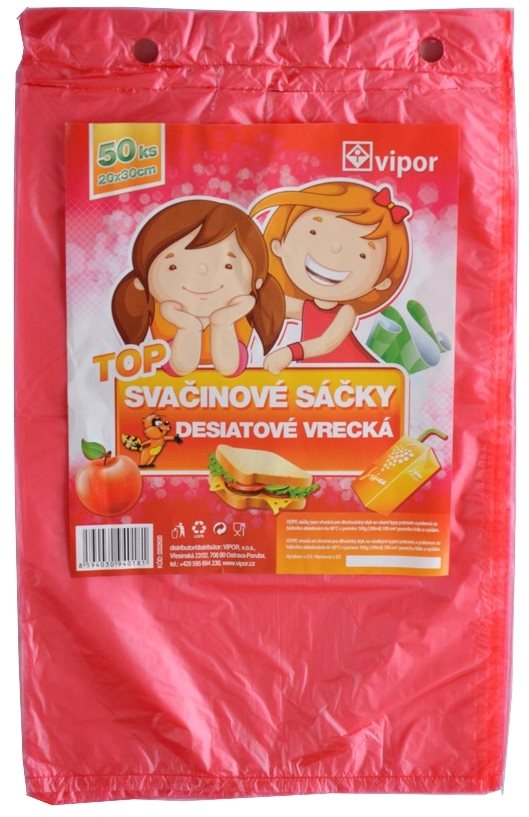 VIPOR HDPE Top 20 × 30 cm, 50 ks, červené Vrecko