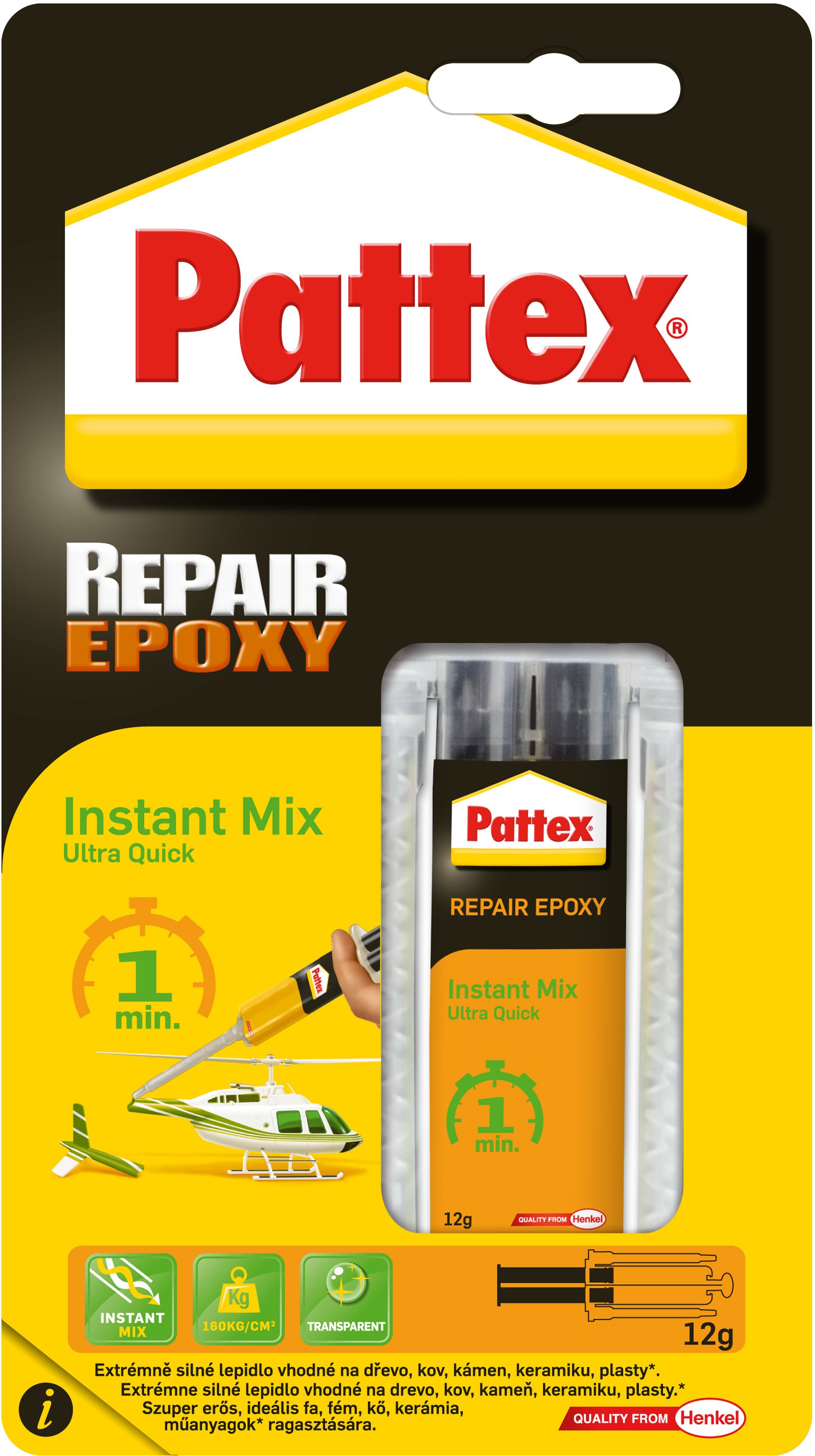 PATTEX Repair Epoxy Ultra Quick, epoxidové lepidlo, 1 min. 12 g...