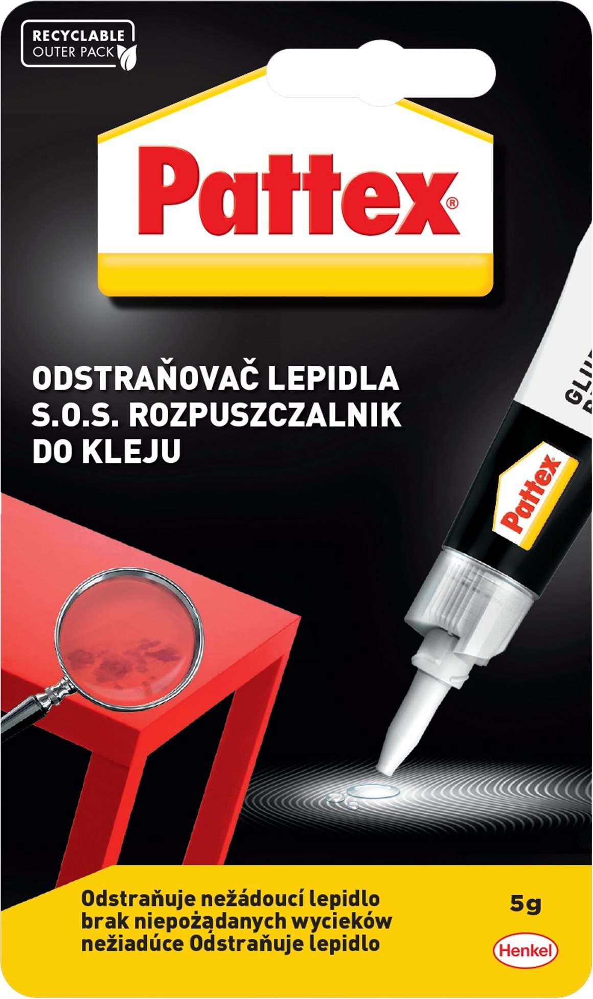 PATTEX, odstraňovač sekundového lepidla, 5 g Odstraňovač lepidla