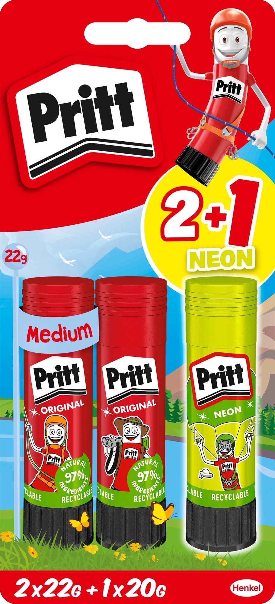 PRITT Sticks Color 3 ks Tuhé lepidlo