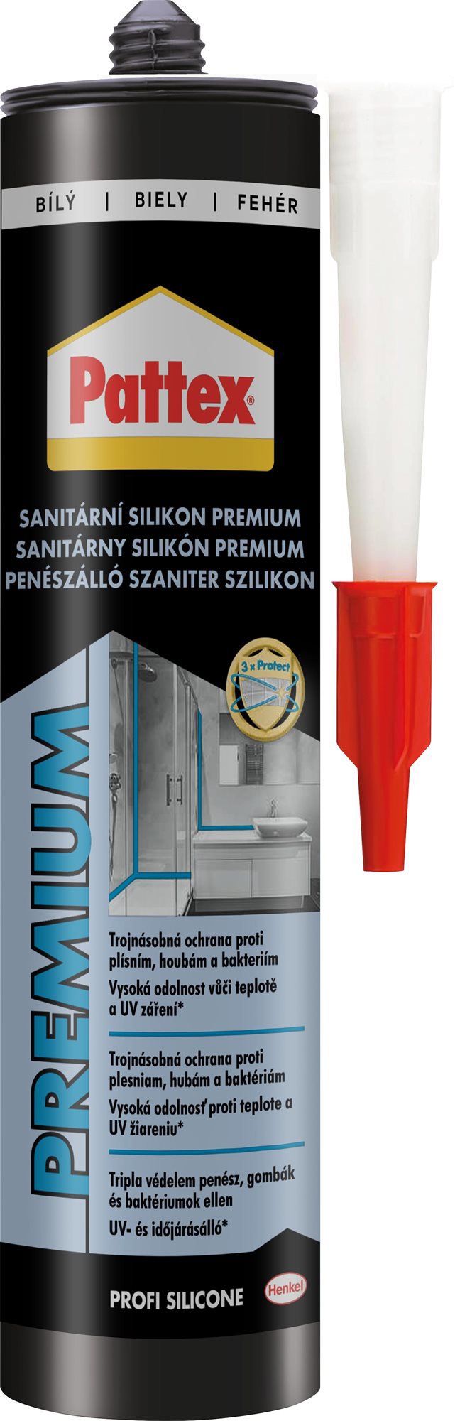 PATTEX Sanitárny silikón Premium trojitá ochrana proti plesniam...