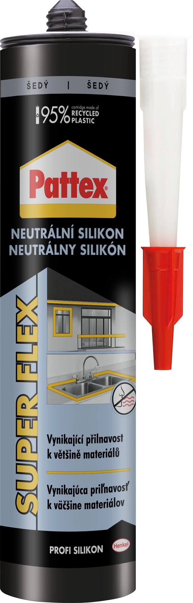 PATTEX Neutrálny silikón sivý 280 ml Silikón