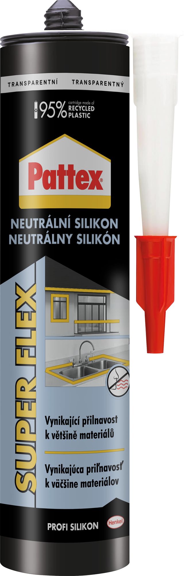 PATTEX Neutrálny silikón transparentný 280 ml Silikón