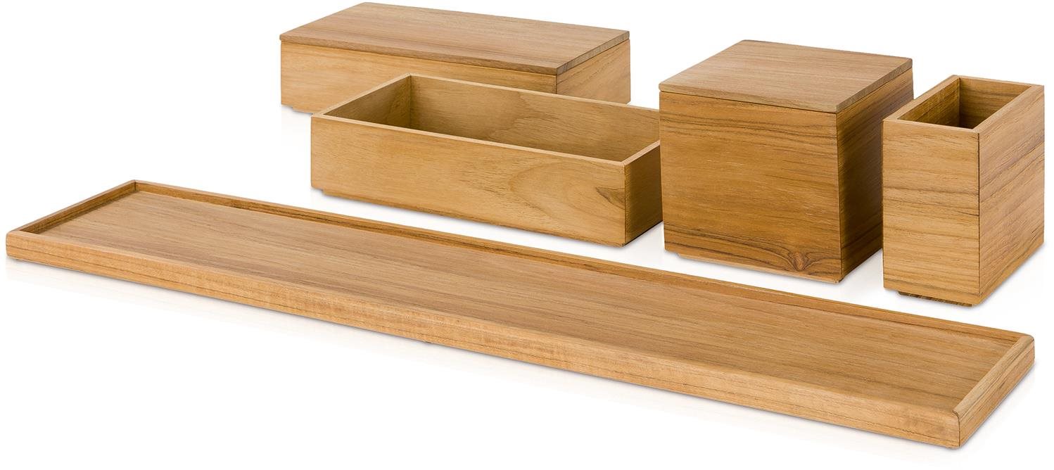 Möve Teak Súprava úložných boxov 5 ks, teak Organizér na kozmetiku