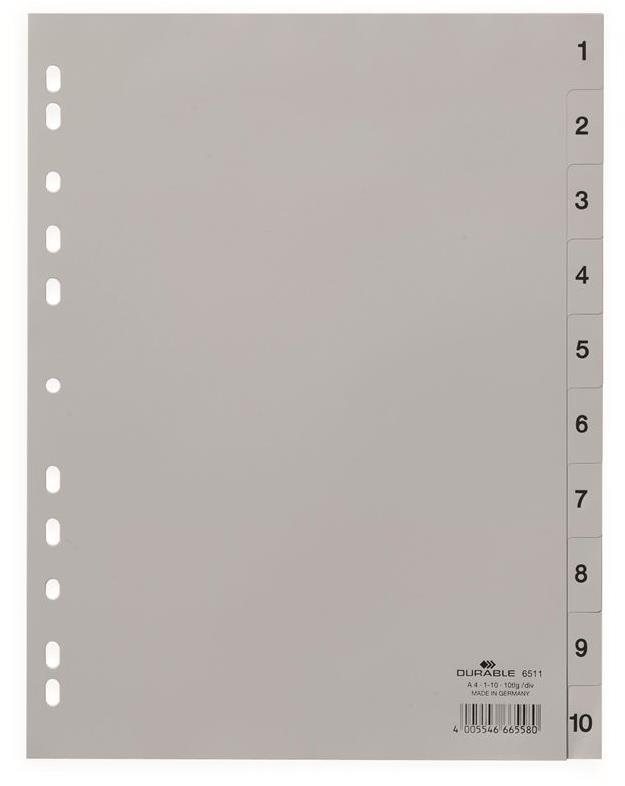 Durable Trennblätter aus Kunststoff - A4 - grau - 1-10 Trennblätter