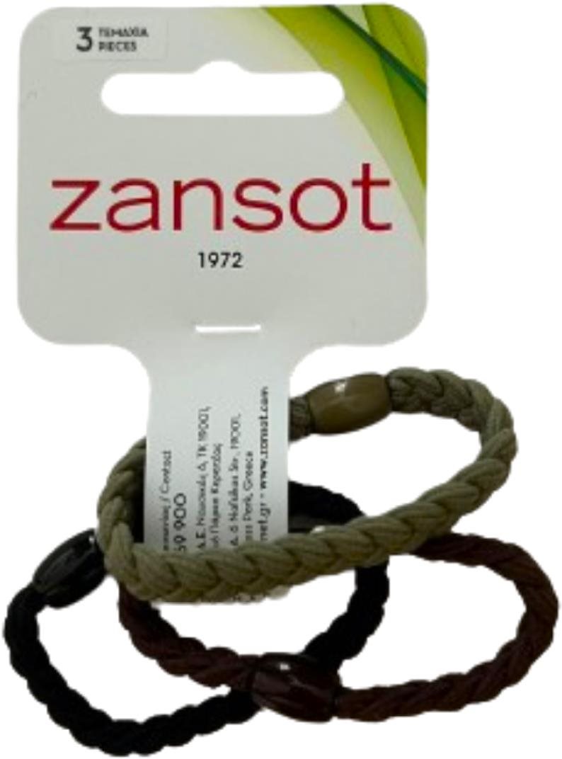Zansot Pletené elastické gumičky do vlasov 3 ks, čierna + zelená...