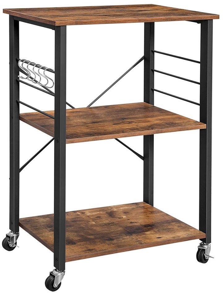 Pojazdný regál Stella, 89 cm, hnedý/čierny Regál