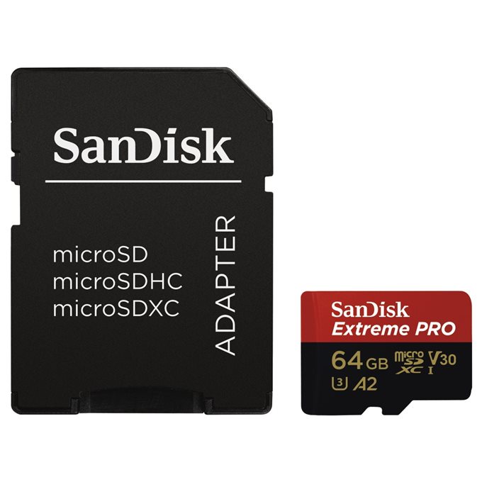 SanDisk MicroSDXC 64GB Extreme Pro A2 UHS-I (V30) U3 + SD Adapter...