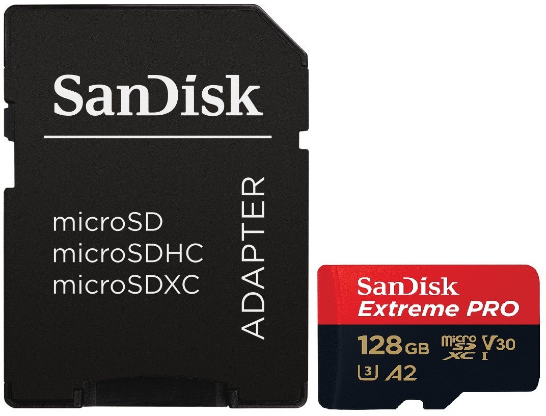 SanDisk MicroSDXC 128GB Extreme Pro A2 UHS-I (V30) U3 + SD Adapter...