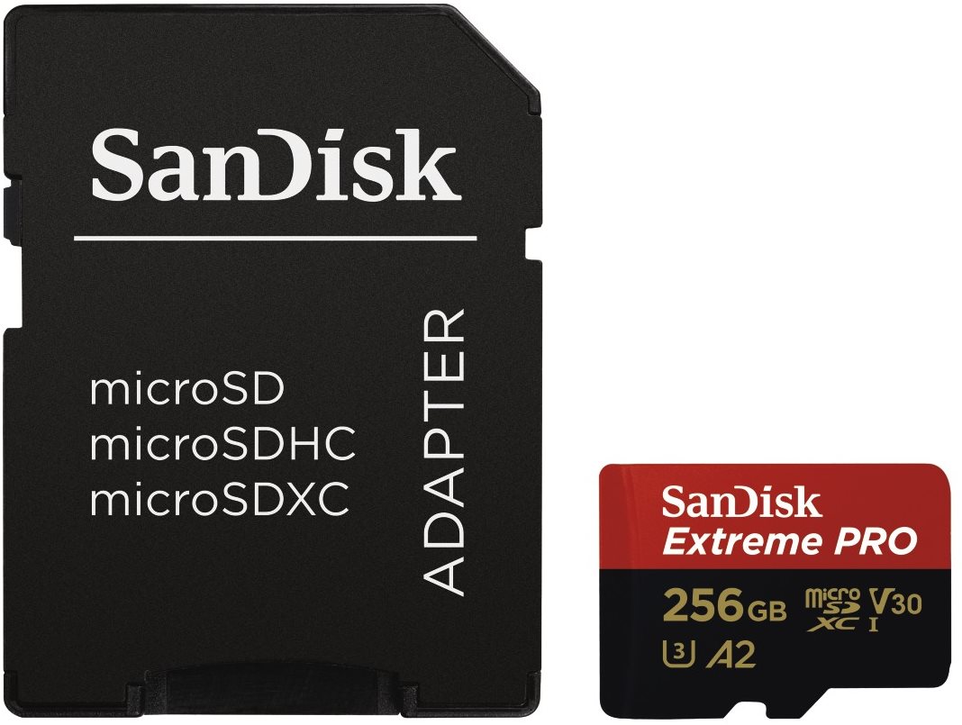 SanDisk MicroSDXC 256GB Extreme Pro A2 UHS-I (V30) U3 + SD Adapter...
