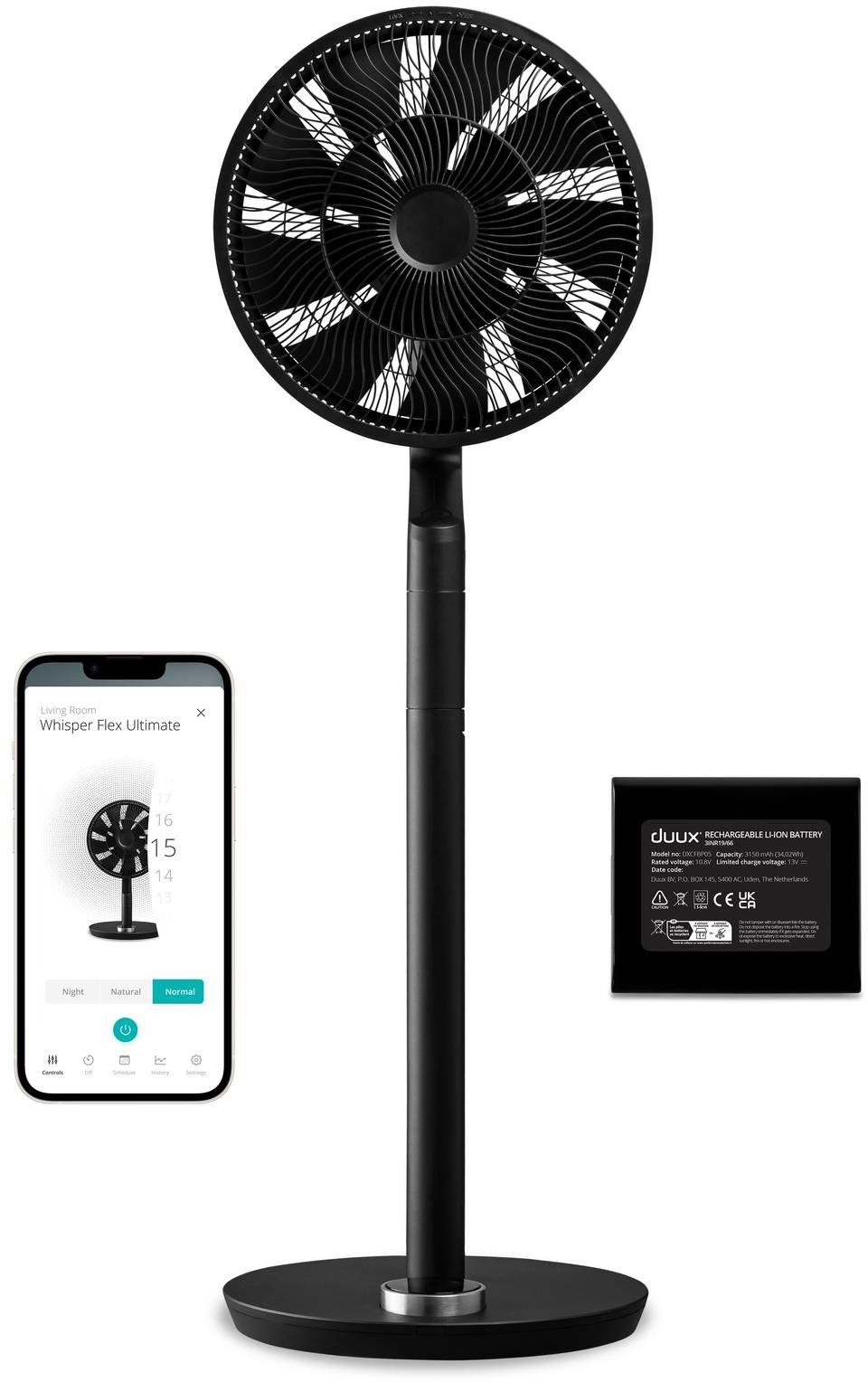 Duux Whisper Ultimate SMART Black + Battery Pack Fan