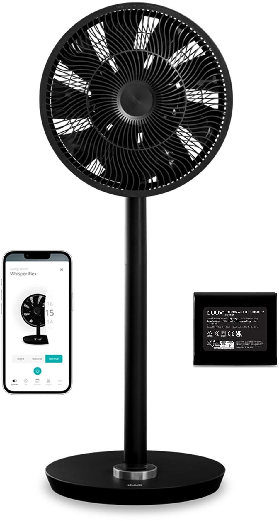 Duux Whisper Smart Black + Battery Pack Fan