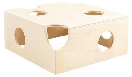 DUVO+ Domček drevený pre drobné hlodavce 17 × 17 × 7,7 cm syr...
