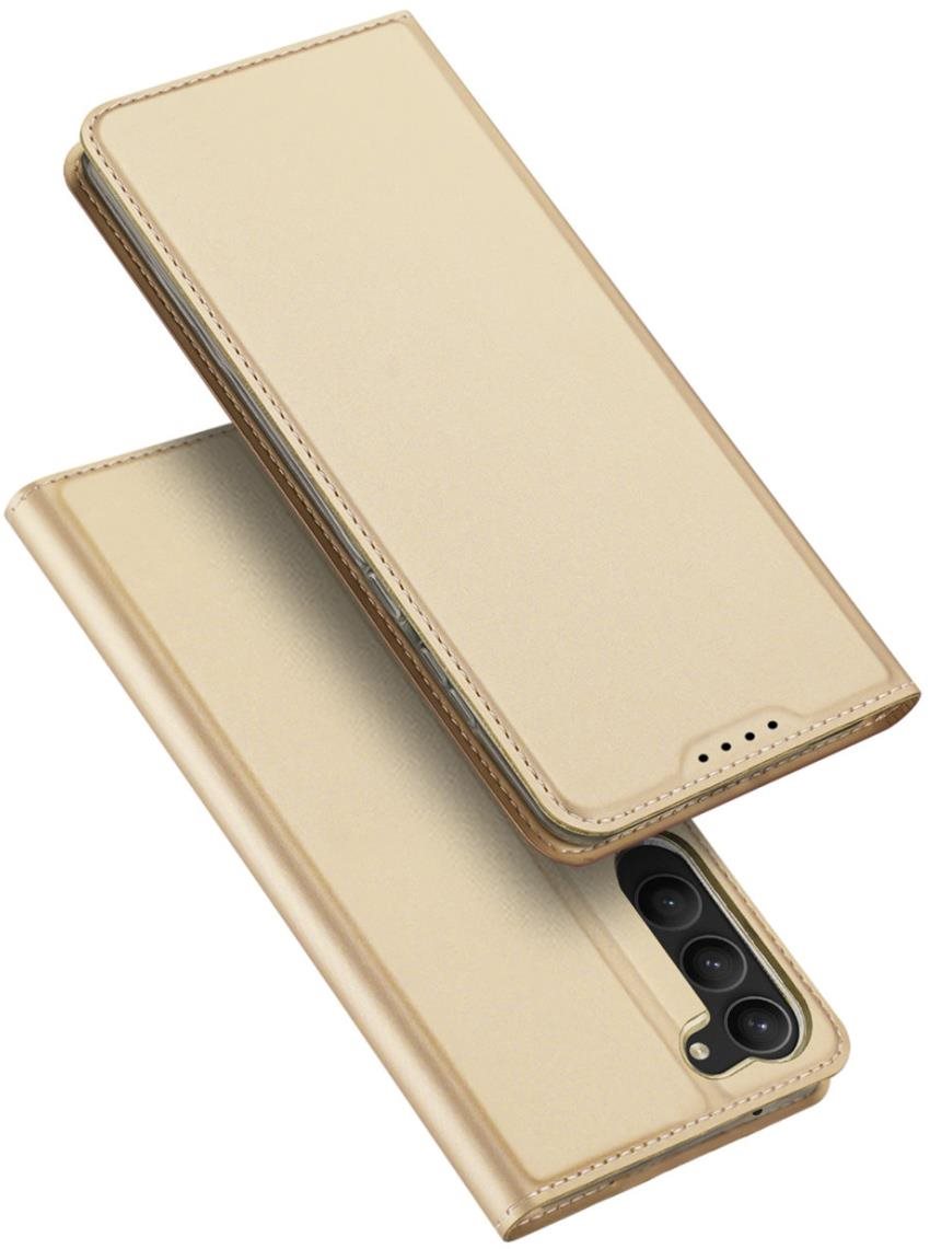 Skin Pro knižkové kožené puzdro na Samsung Galaxy S23 Plus, zlaté...