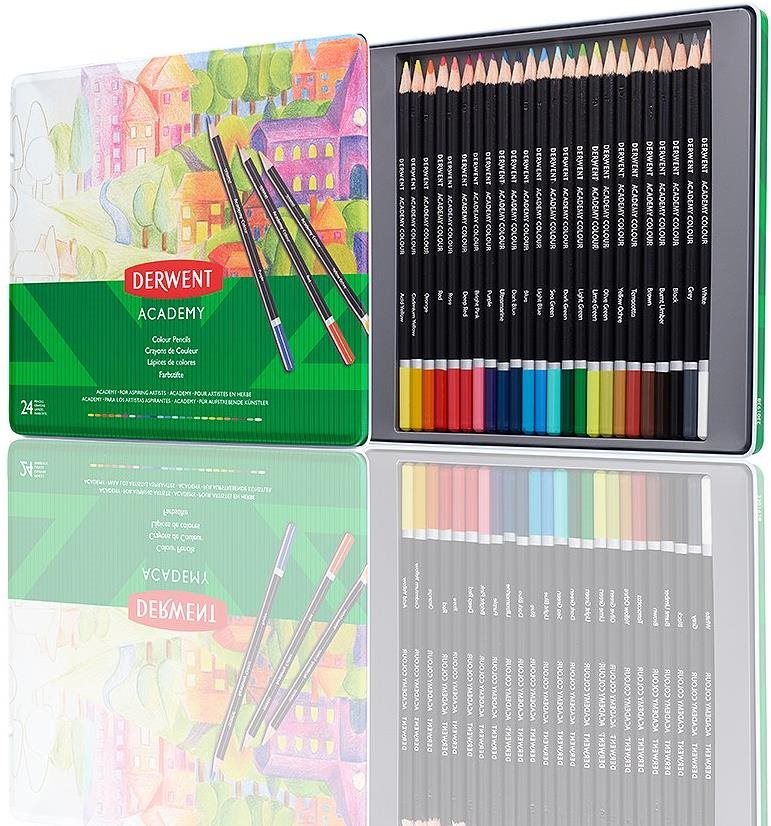 DERWENT Academy Colour Pencil Tin v plechovej krabičke, okrúhle, 24...