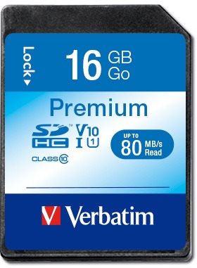 VERBATIM Premium SDHC 16 GB UHS-I V10 U1 Speicherkarte