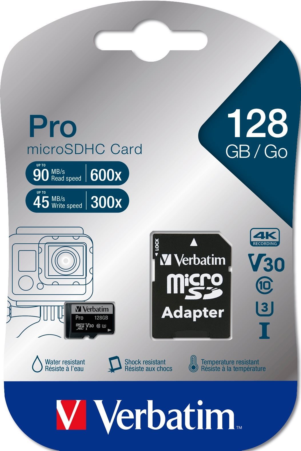 Verbatim MicroSDXC 128 GB Pro + SD adaptér Pamäťová karta