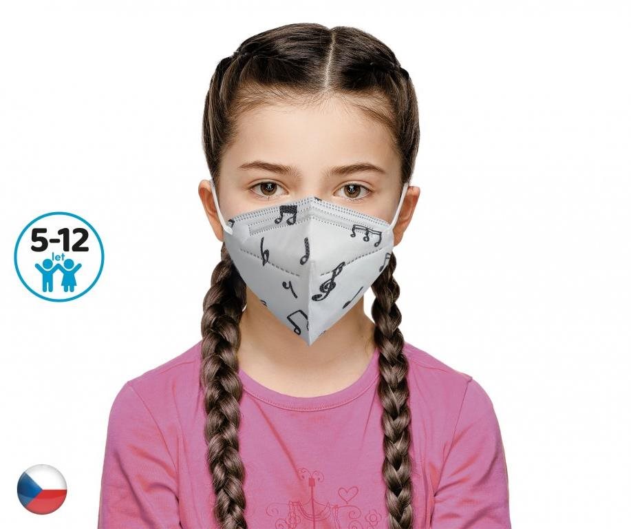 10× Český respirátor FFP2 pro děti - Noty Respirátor