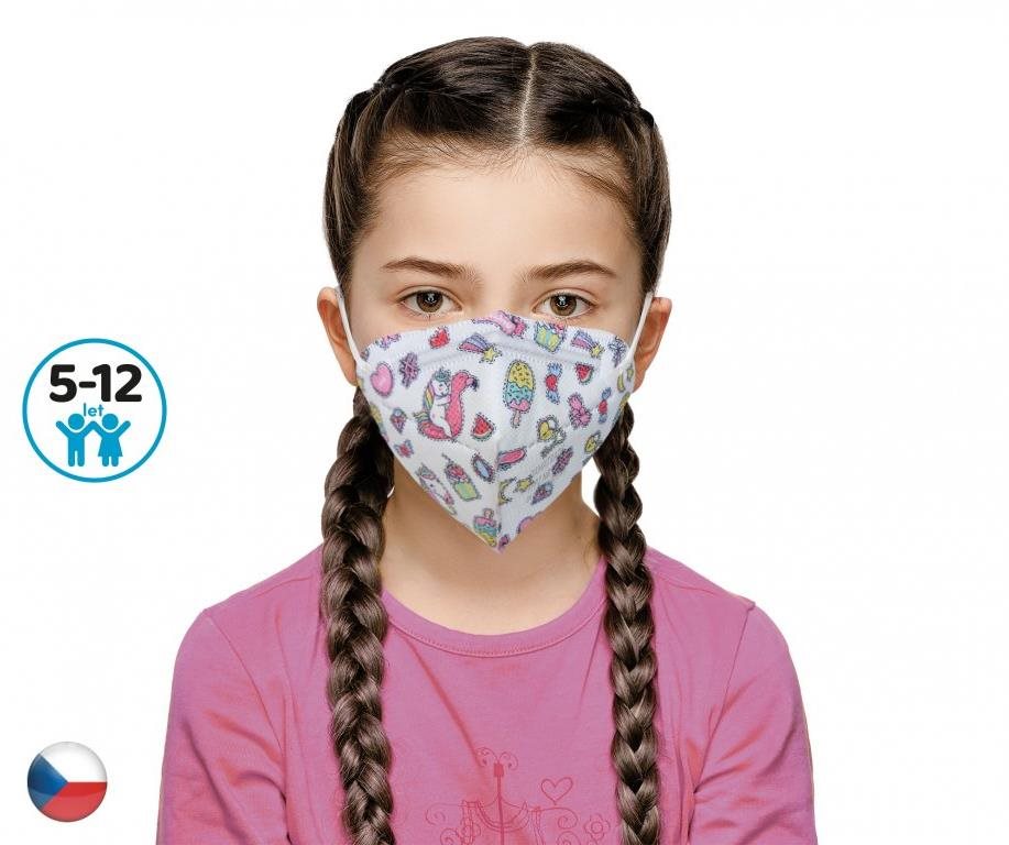 10× Český respirátor FFP2 pro děti - Sladké mámení Respirátor