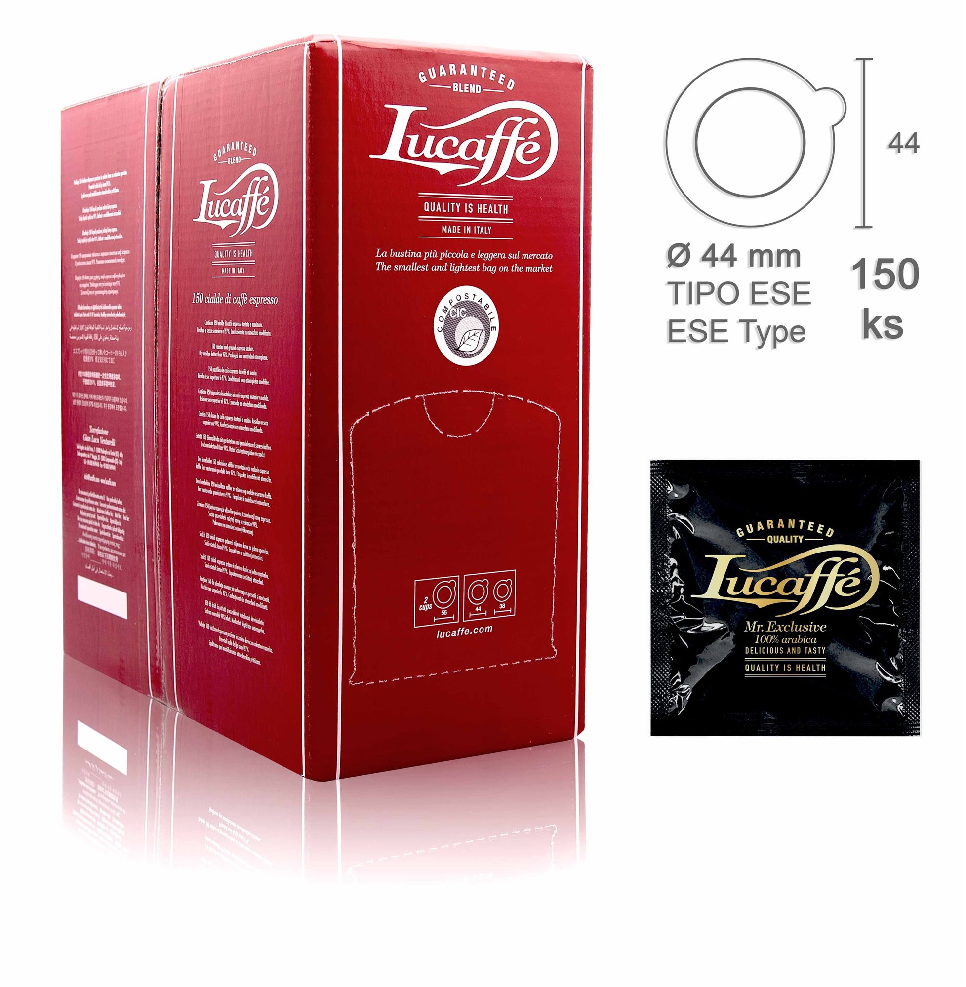 Lucaffe 100 % Arabica, E.S.E pody, 150 ks ESE pody