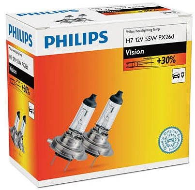 PHILIPS  H7 Vision, 55W, foglalat PX26d, 2 db Autóizzó