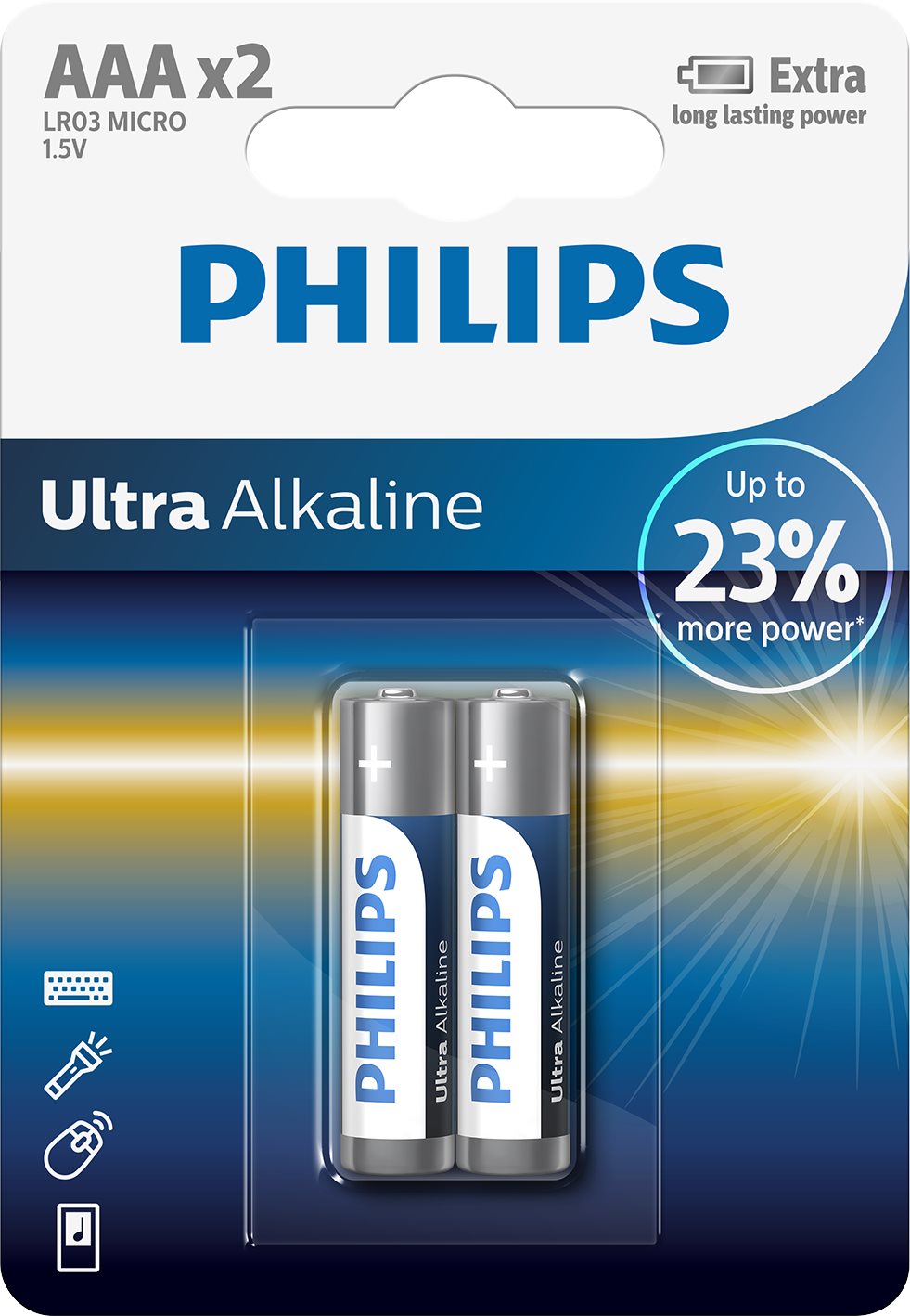 Philips LR03E2B 2 pieces dans un paquet Pile