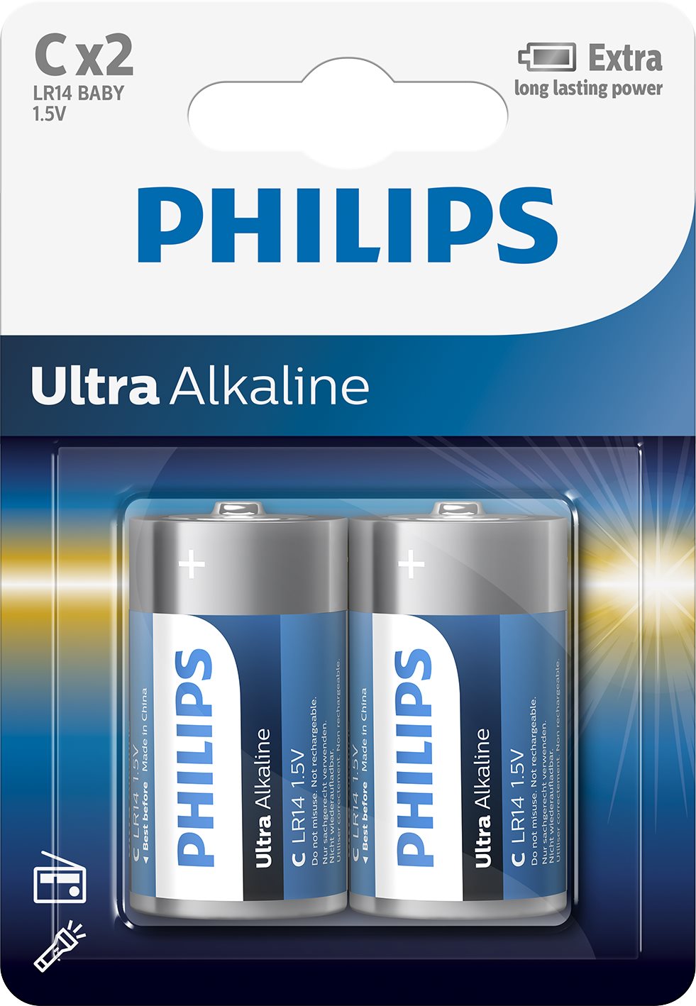 Philips LR14E2B 2pcs en paquet Pile