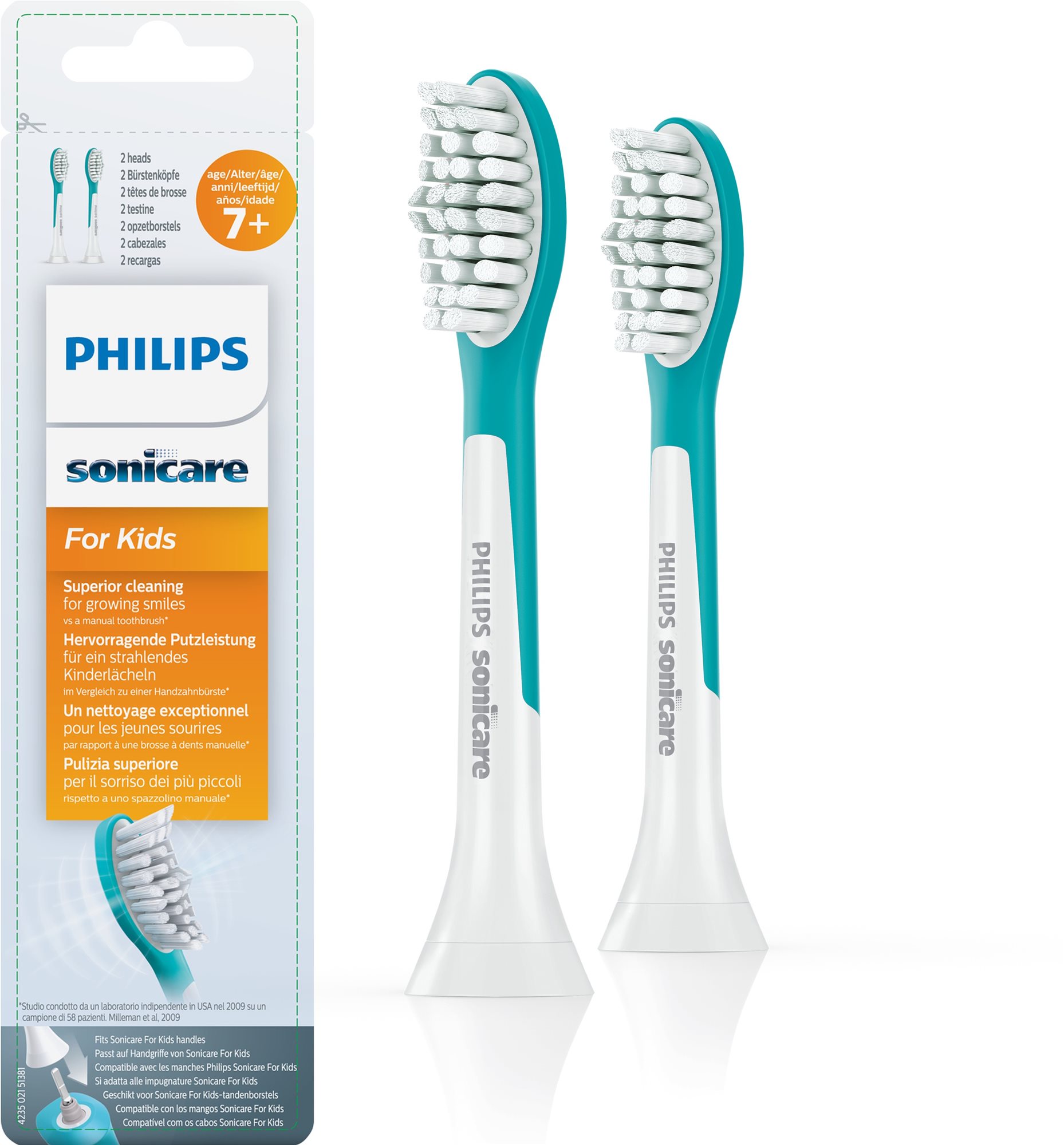 Philips Sonicare for Kids HX6042/33 Standardgröße - 2 Stück...