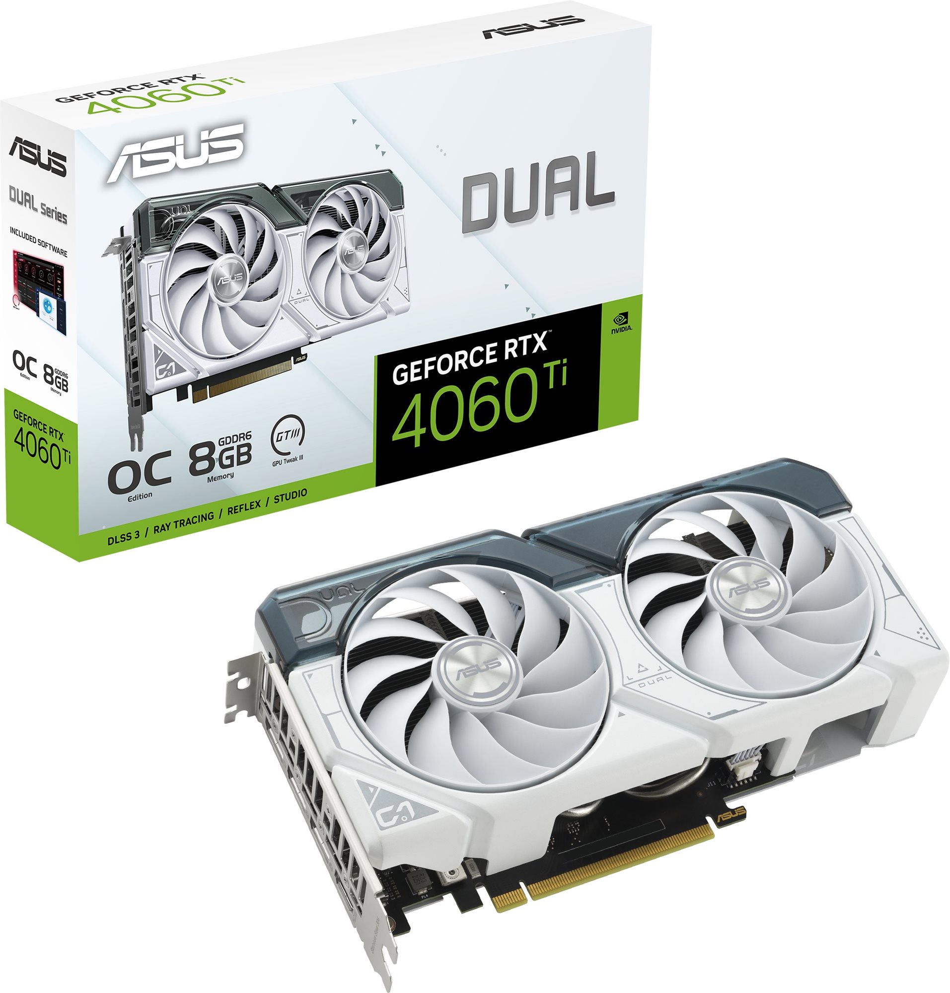 ASUS DUAL GeForce RTX 4060 Ti O8G White Videókártya