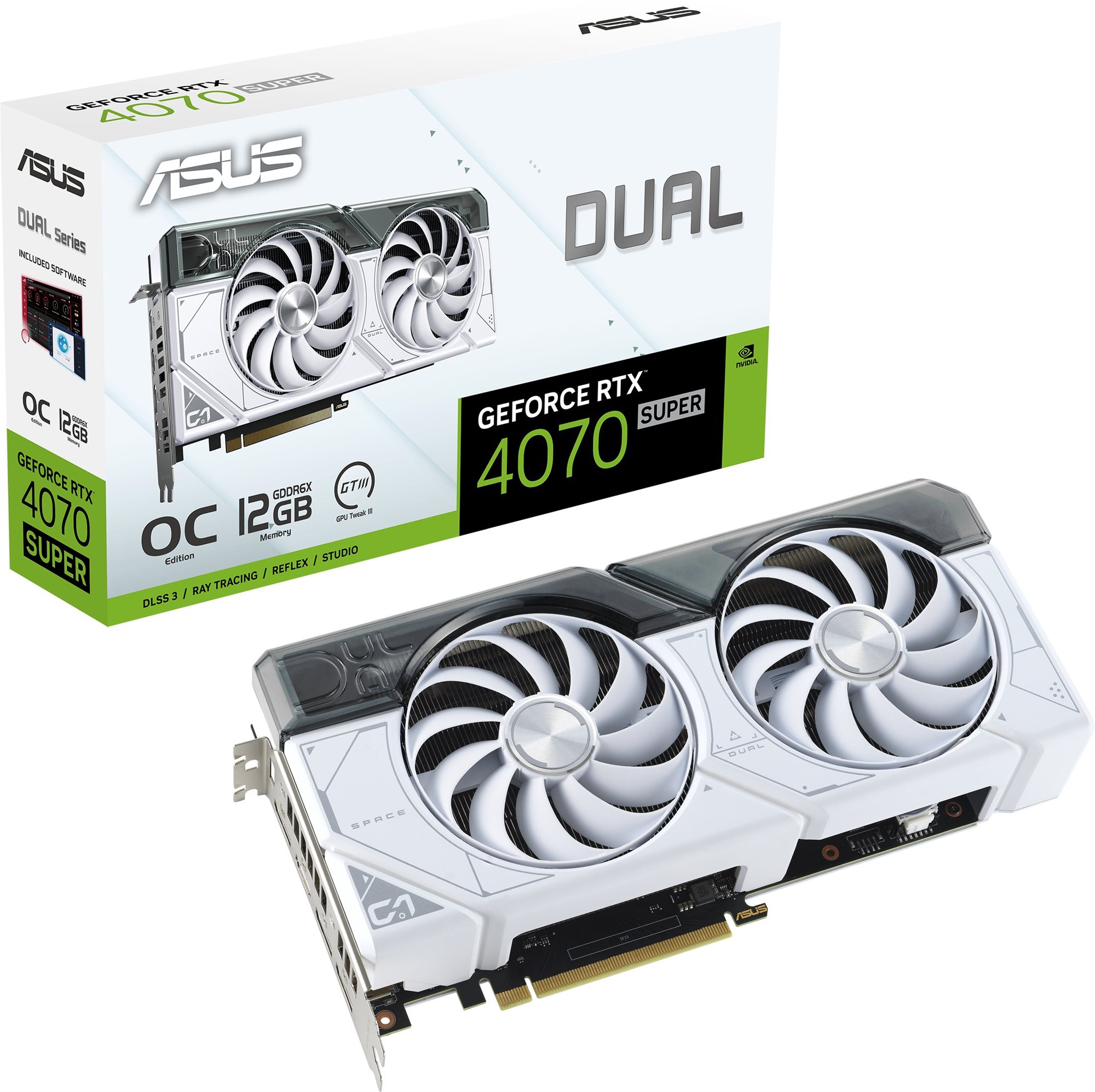 ASUS DUAL GeForce RTX 4070 SUPER O12G WHITE Grafická karta