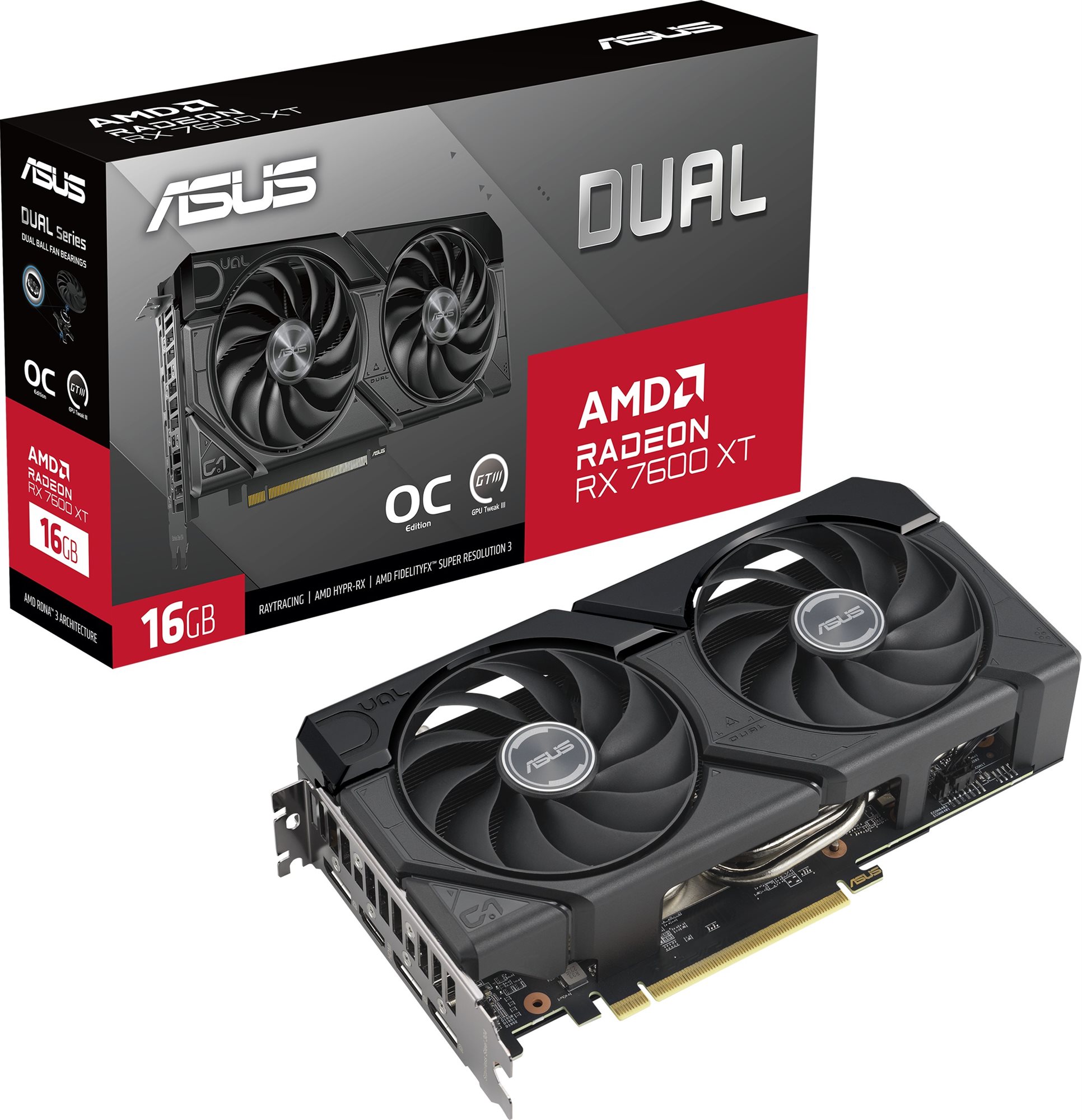 ASUS DUAL Radeon RX 7600 XT O16G Videókártya