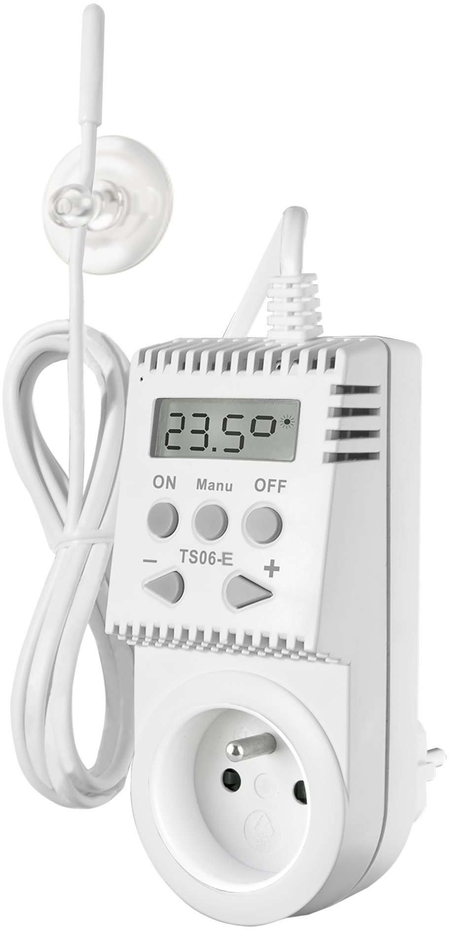 Elektrobock TS06–E–CZ s externým čidlom Spínacia zásuvka