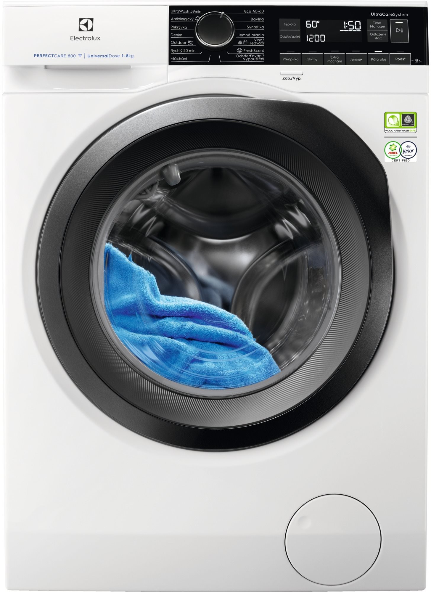 ELECTROLUX 800 UltraCare UniversalDose EW8FN248PCSC Parní pračka