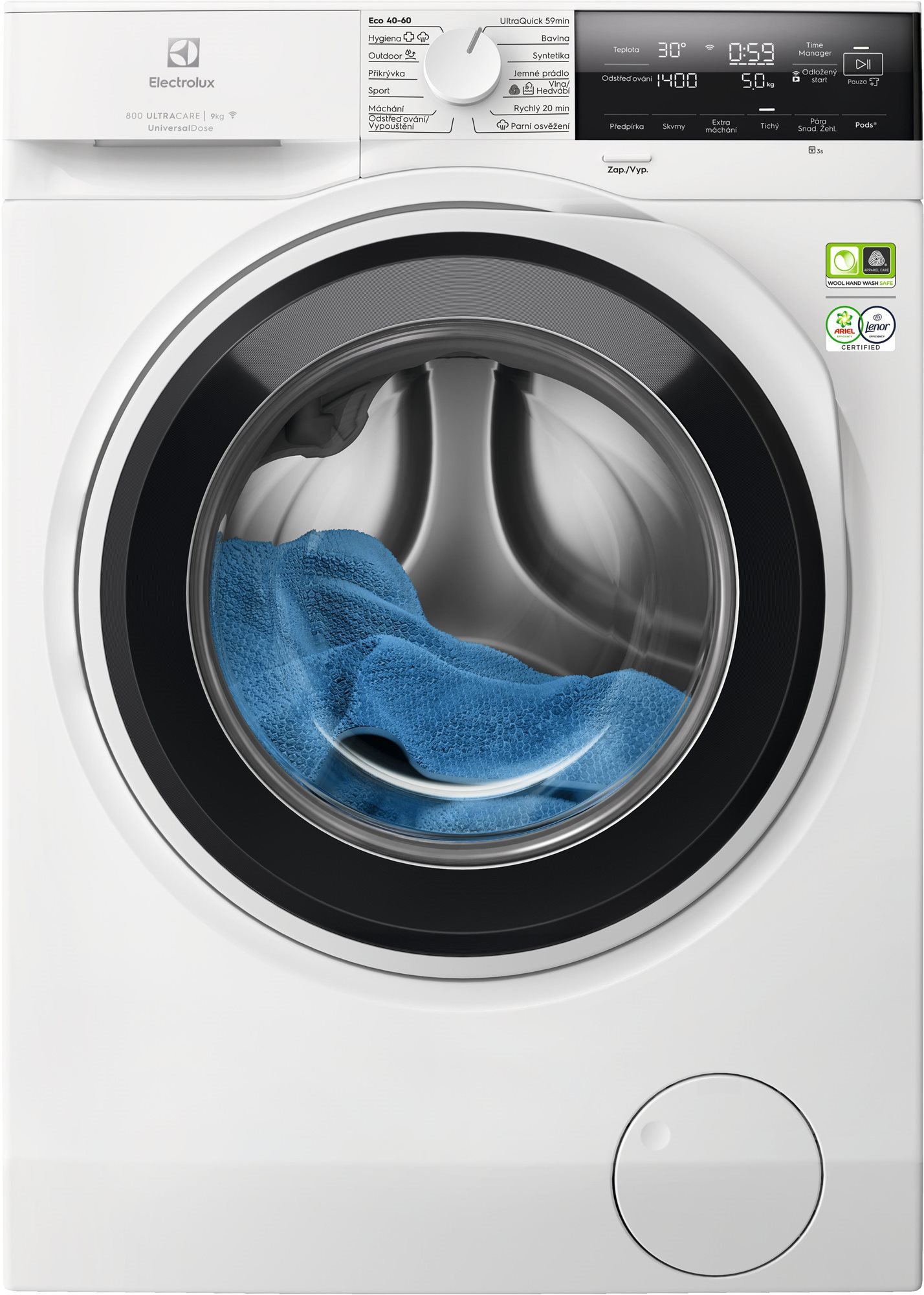 ELECTROLUX 800 UltraCare UniversalDose EW8F3494QC Parná práčka