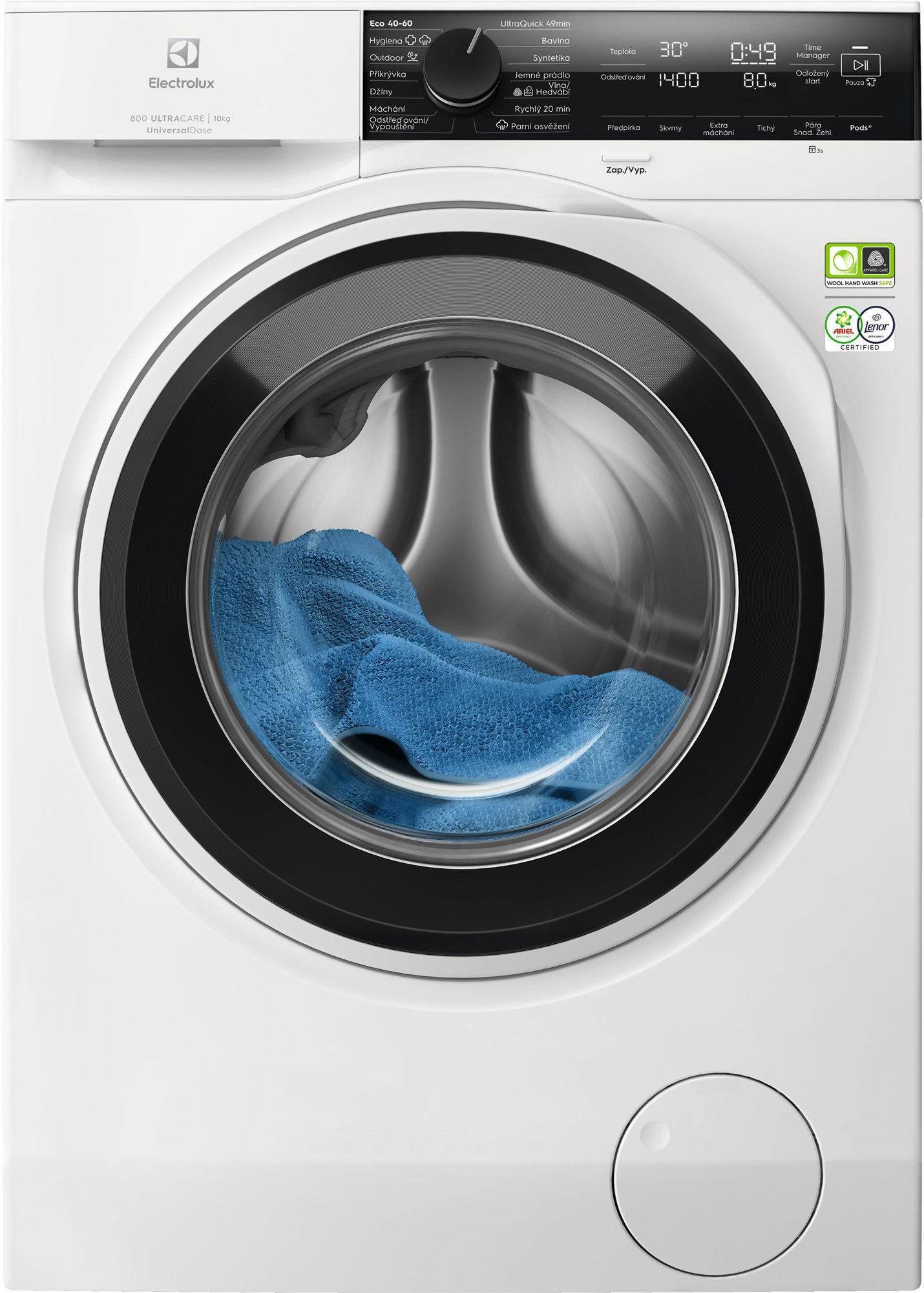 ELECTROLUX 800 UltraCare UniversalDose EW8F4414UC Parná práčka