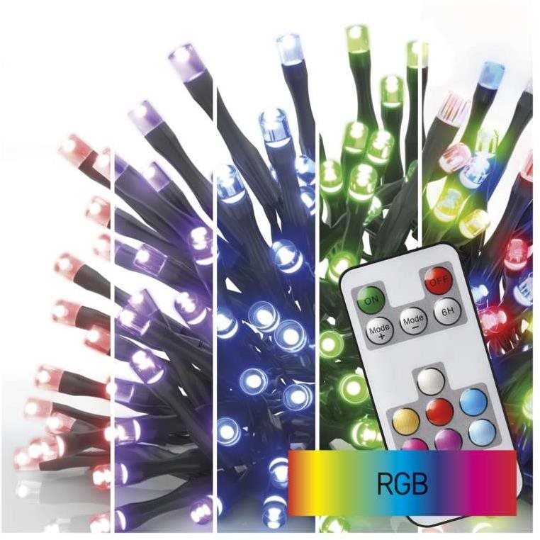 EMOS LED vianočná reťaz, 16 m, vonkajšia a vnútorná, RGB, ovládač,...