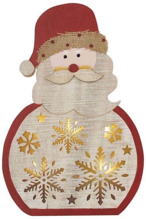 EMOS LED Holzdekoration - Weihnachtsmann, 30 cm, 2x AA, Innenräume,...
