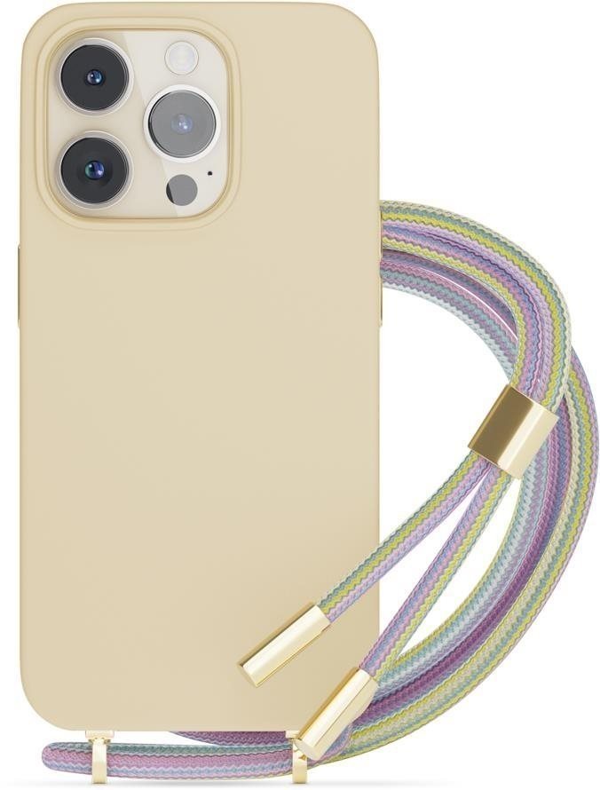EPICO Silikonhülle mit Umhängeband für iPhone 14 Plus - beige...