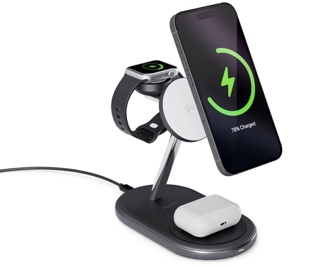 Epico Qi2 Mag+ 3-in-1 Wireless-Ladegerät mit Adapter - Schwarz...
