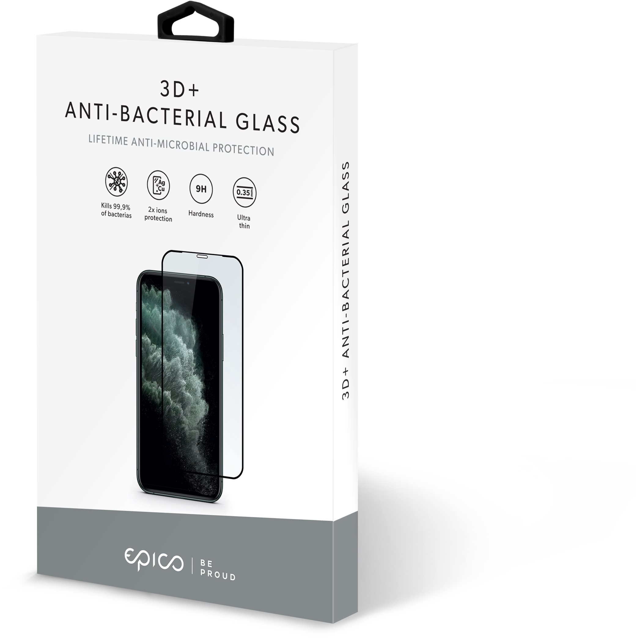Epico Anti-Bacterial 3D+ Glass, iPhone 6/6S/7/8/SE (2020), Black...