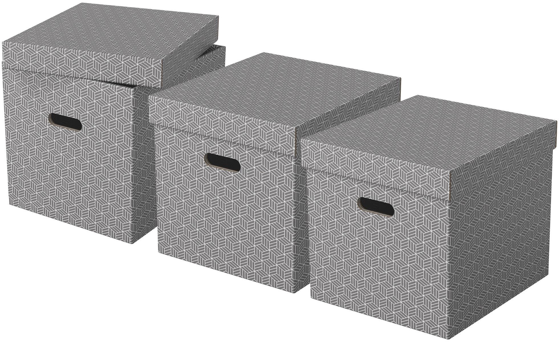 ESSELTE Home, krychlová, 32 x 31.5 x 36.5 cm, šedá - set 3 ks...