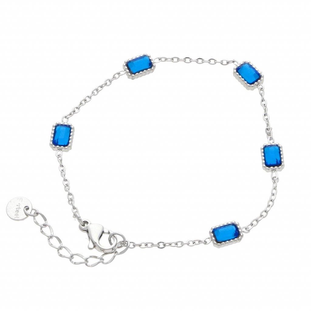 Ewena Dámsky náramok strieborný z chirurgickej ocele modrý Akaha...