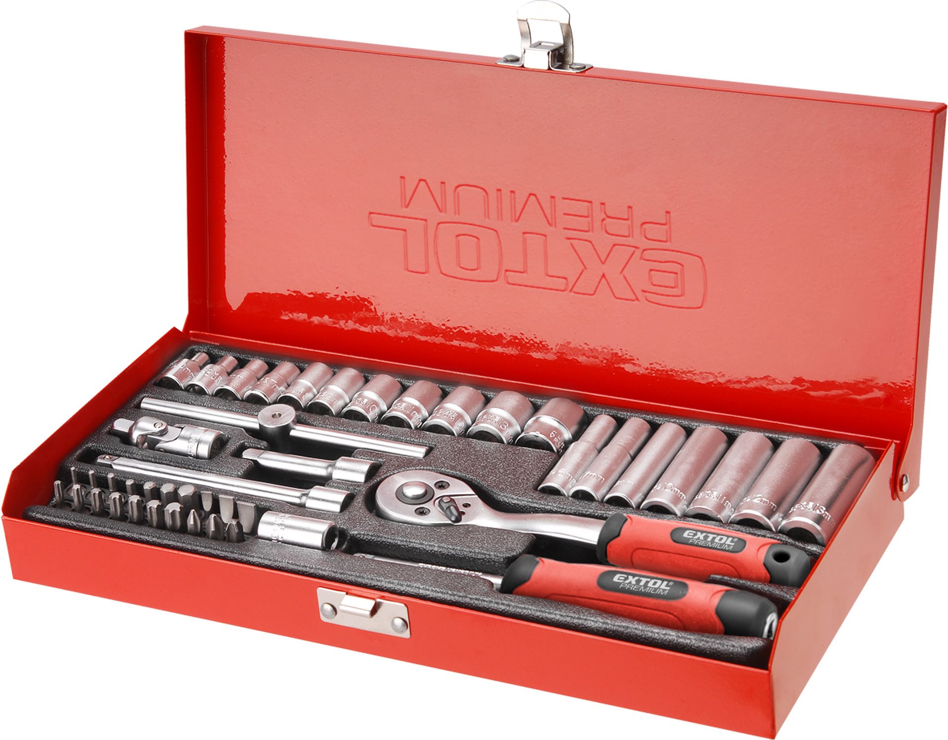EXTOL PREMIUM hlavice nástrčné, gola sada 45 ks, 1/4" Gola sada