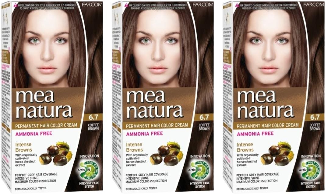 Farcom Mea Natura bez amoniaku 6.7 – Hnedá 60 ml, 3 ks Farba na vlasy