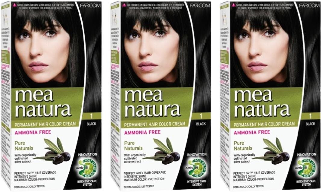 Farcom Mea Natura bez amoniaku 1 – Čierna 60 ml, 3 ks Farba na vlasy